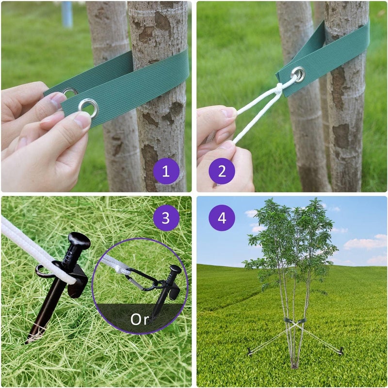 FCENDS Tree Stake Kit, Heavy Duty Steel 11.8 Inch Steel Tree Stakes and Supports for Young Tree Anti Strong Wind, Leaning Tree Anchor Straightening Kit (4) - Image 3